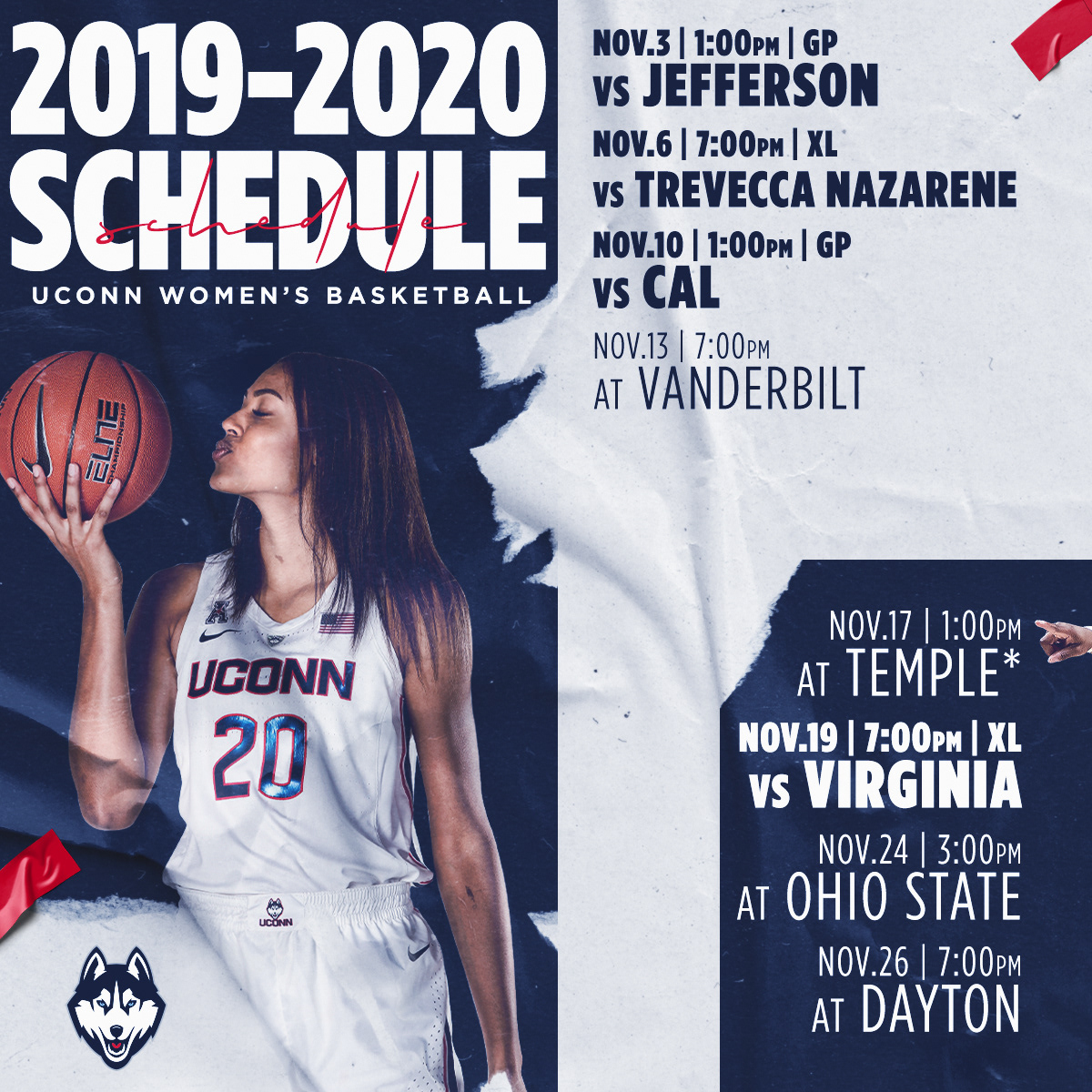 2019 20 Uconn Basketball Schedule Releases Behance