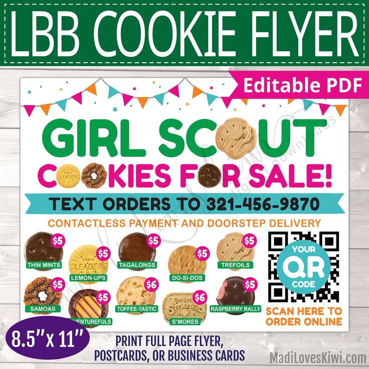 2023 Lbb Girl Scout Flyer With Qr Code Printable Cookie Menu Etsy