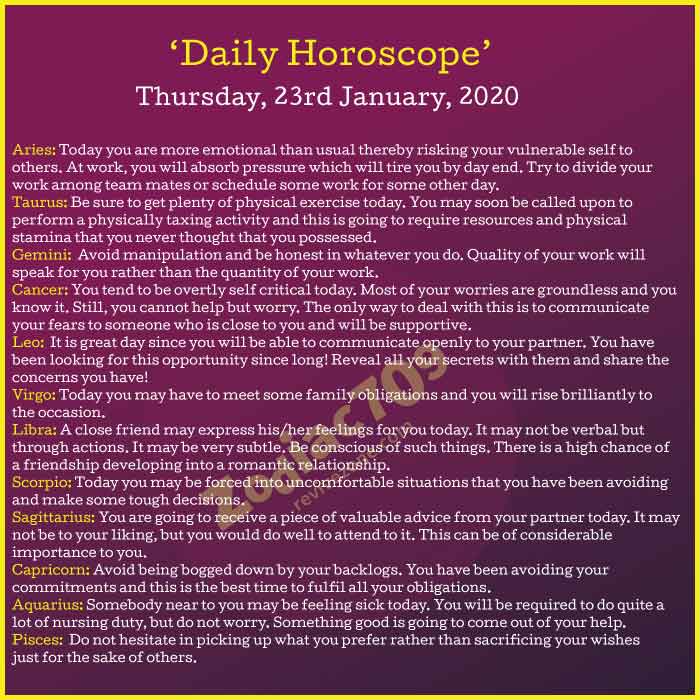 23Rd January Your Horoscope