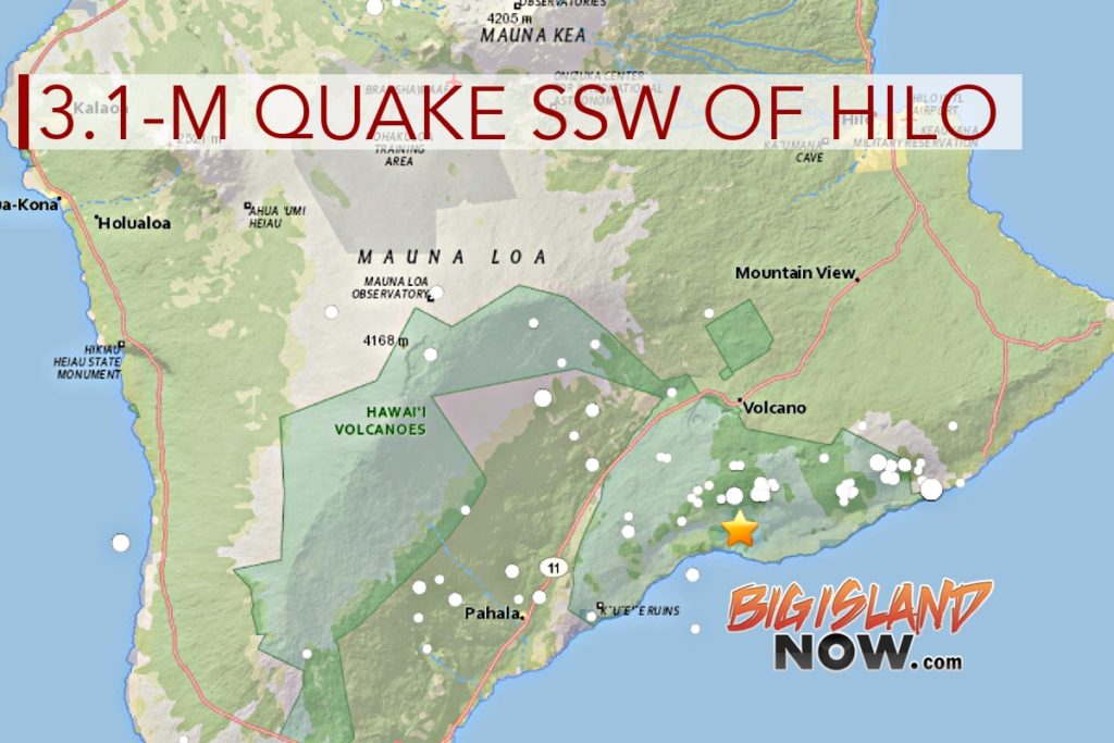 3 1 M Quake Reported Ssw Of Hilo Big Island Now