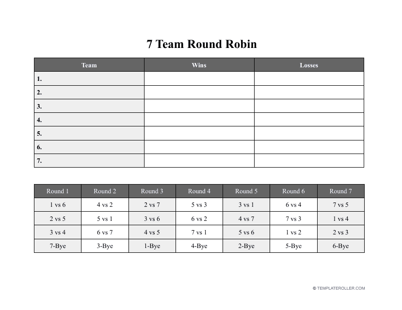 5 Team Round Robin Template Download Printable Pdf Templateroller