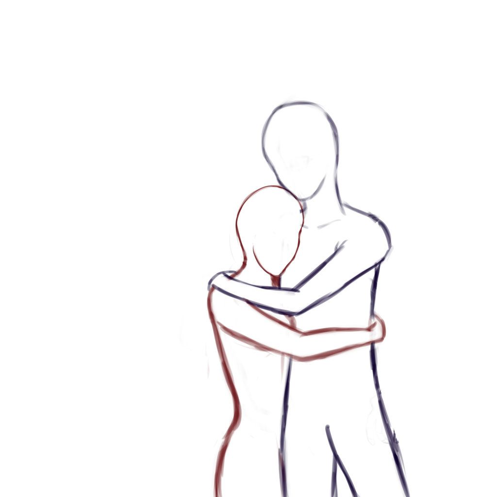 A Drawing Of Two People Hugging Each Other