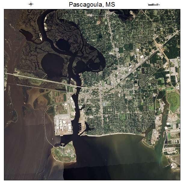 Aerial Photography Map Of Pascagoula Ms Mississippi