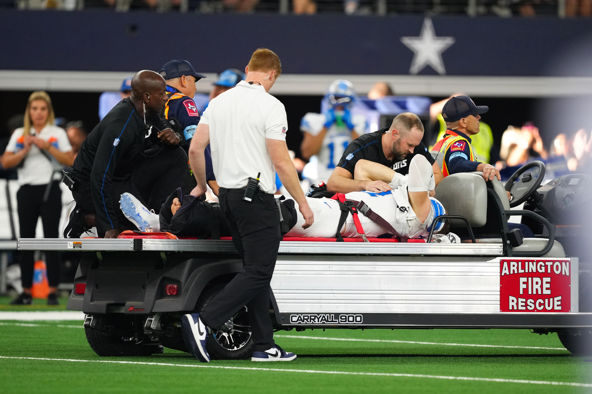 Aiden Hutchinson Broken Leg Injury Vs Cowboys Graphic Youtube