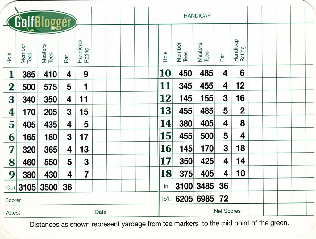 Augusta National Scorecard