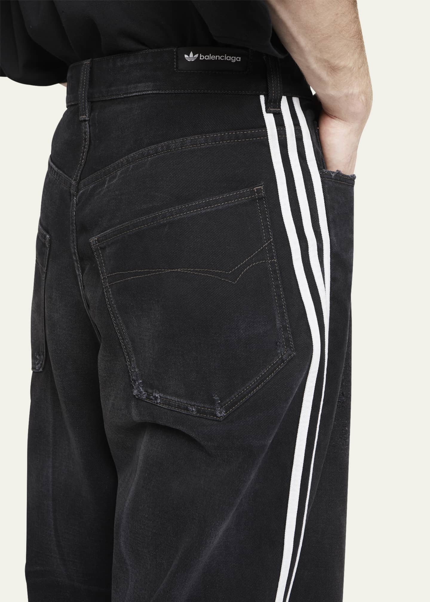 Balenciaga X Adidas Men S 3 Stripes Baggy Jeans Bergdorf Goodman