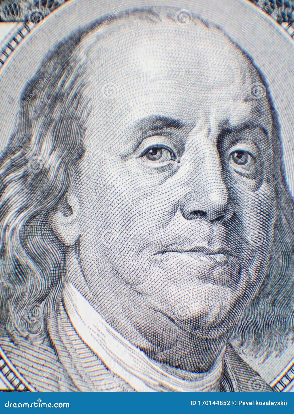 Benjamin Franklin Face On Us One Hundred Dollar Bill Macro United