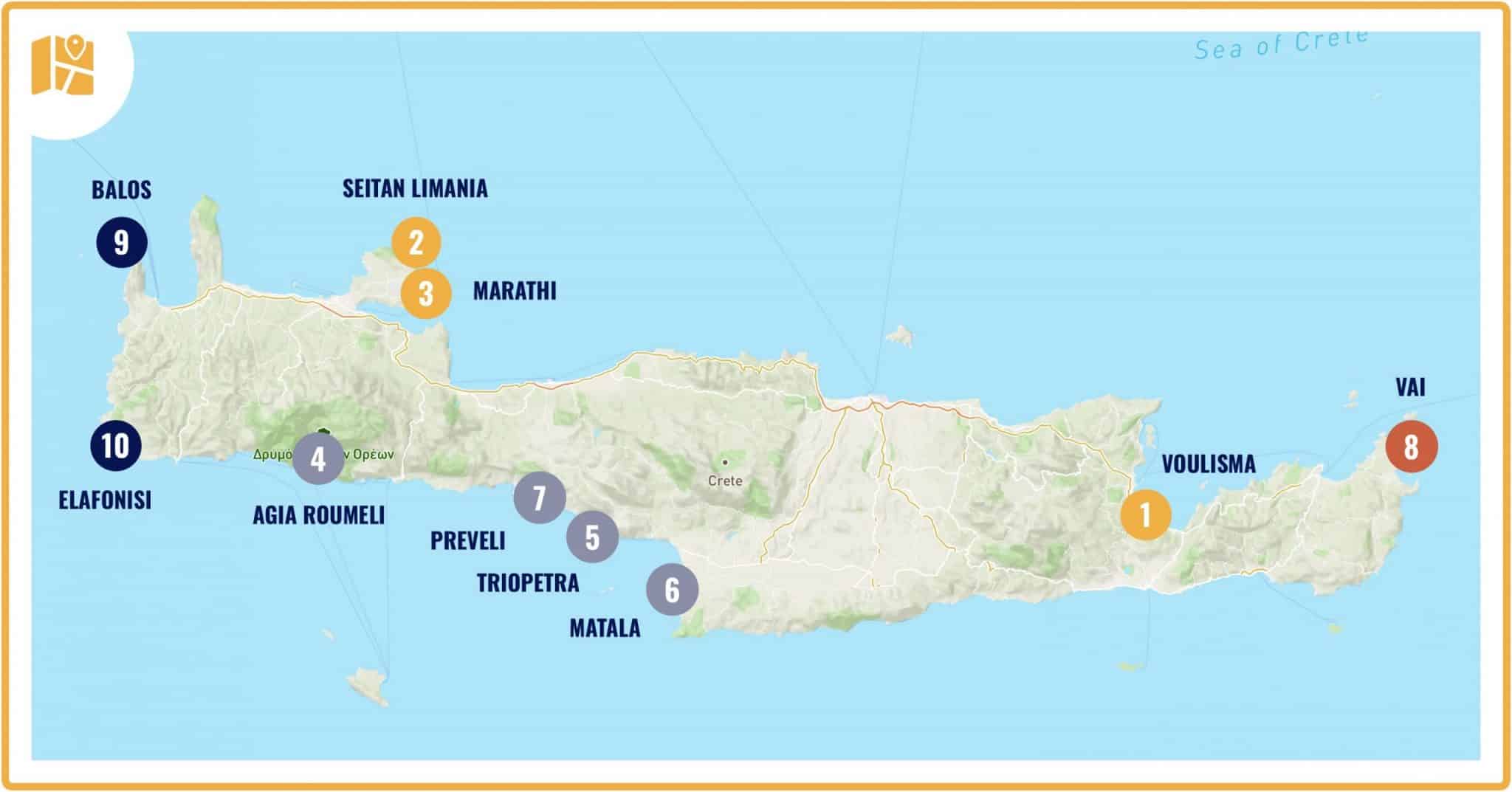 Best Beaches Crete Map