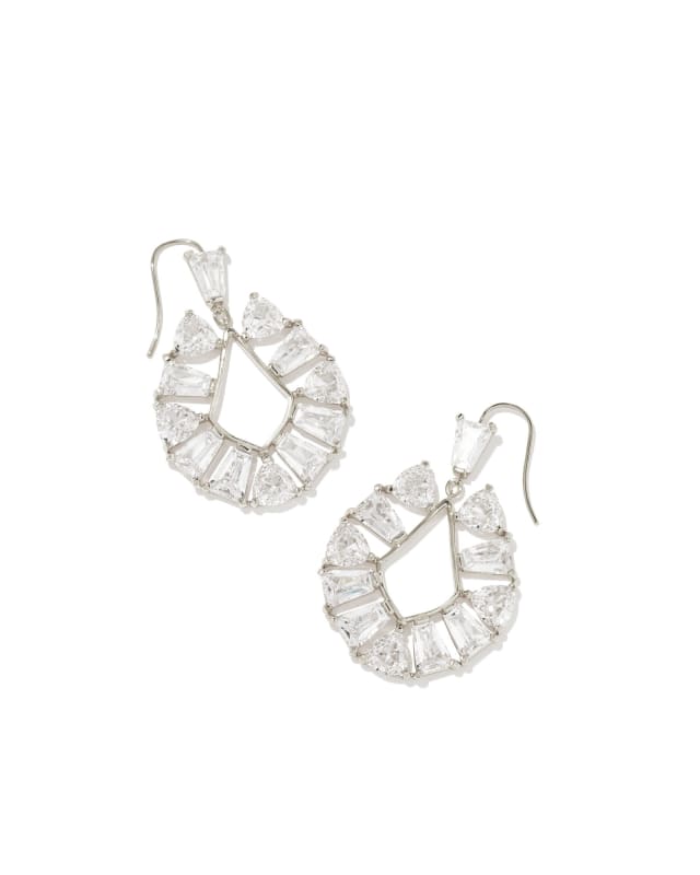 Blair Silver Jewel Open Frame Earrings In White Crystal Kendra Scott