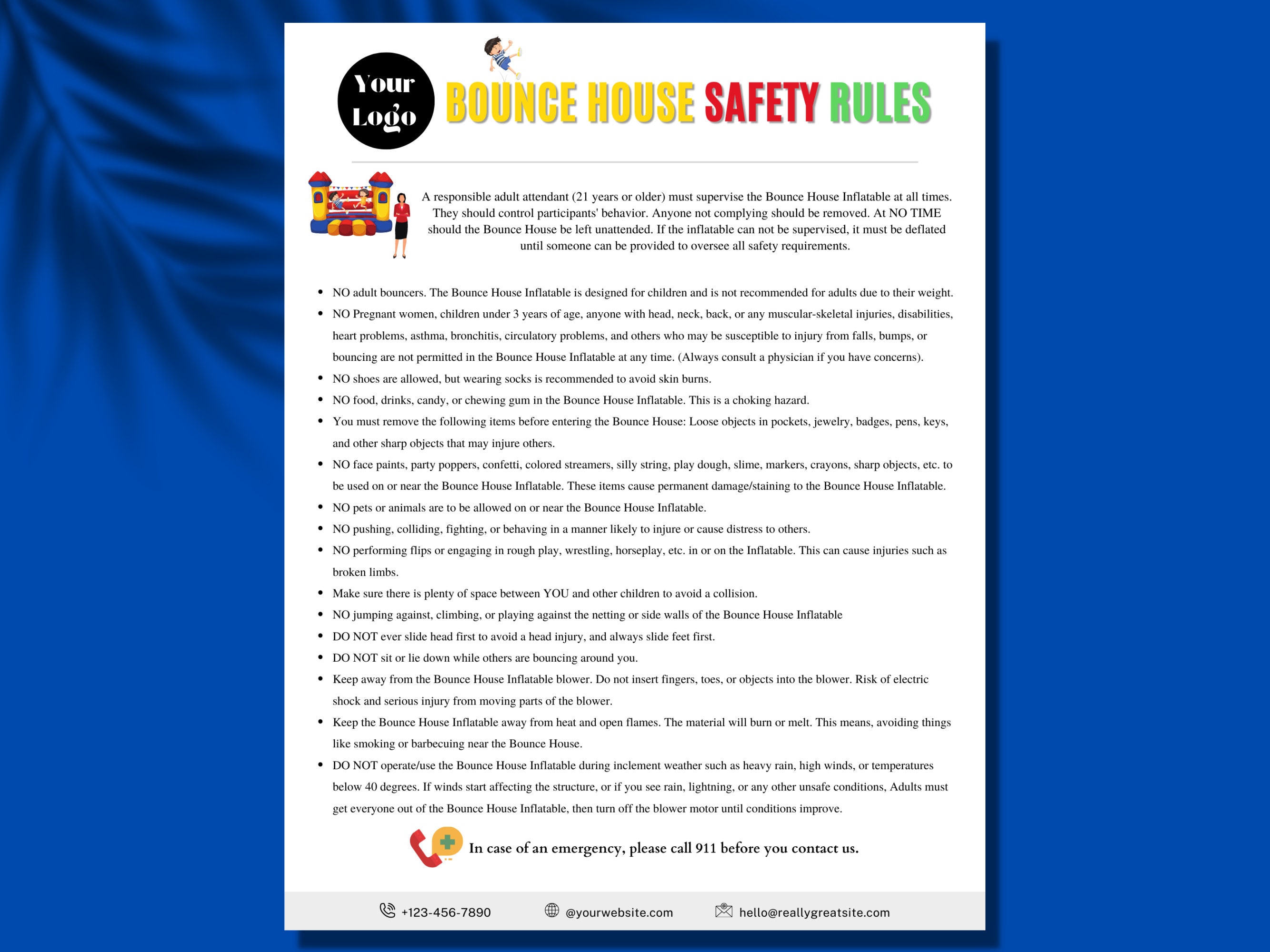 Bounce House Rules Inflatable Safety Rules Bounce House Etsy