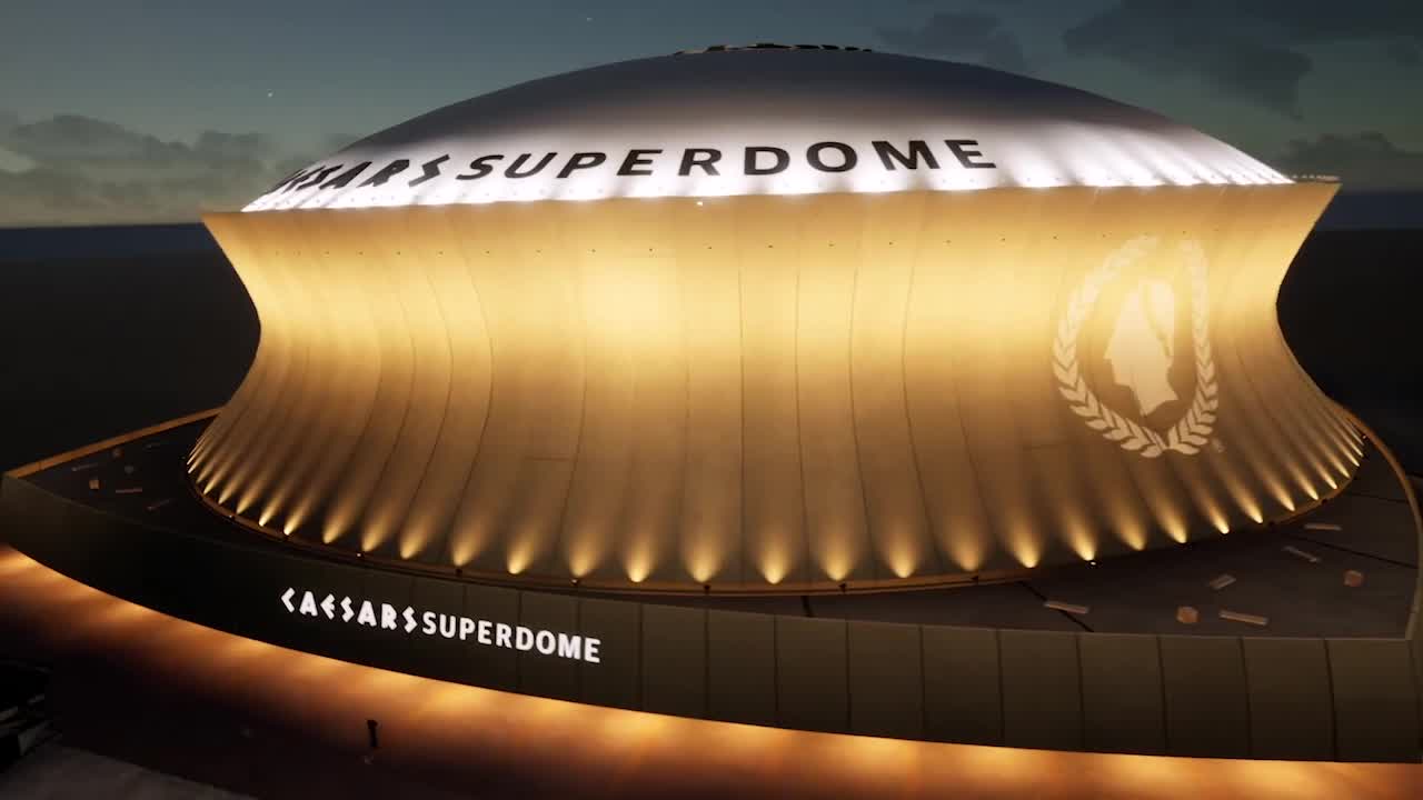 Caesars Superdome 3D Rendering Fly Over