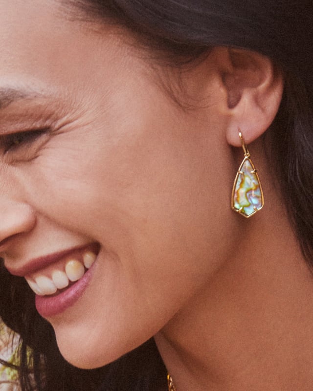 Camry Gold Drop Earrings In Iridescent Abalone Kendra Scott