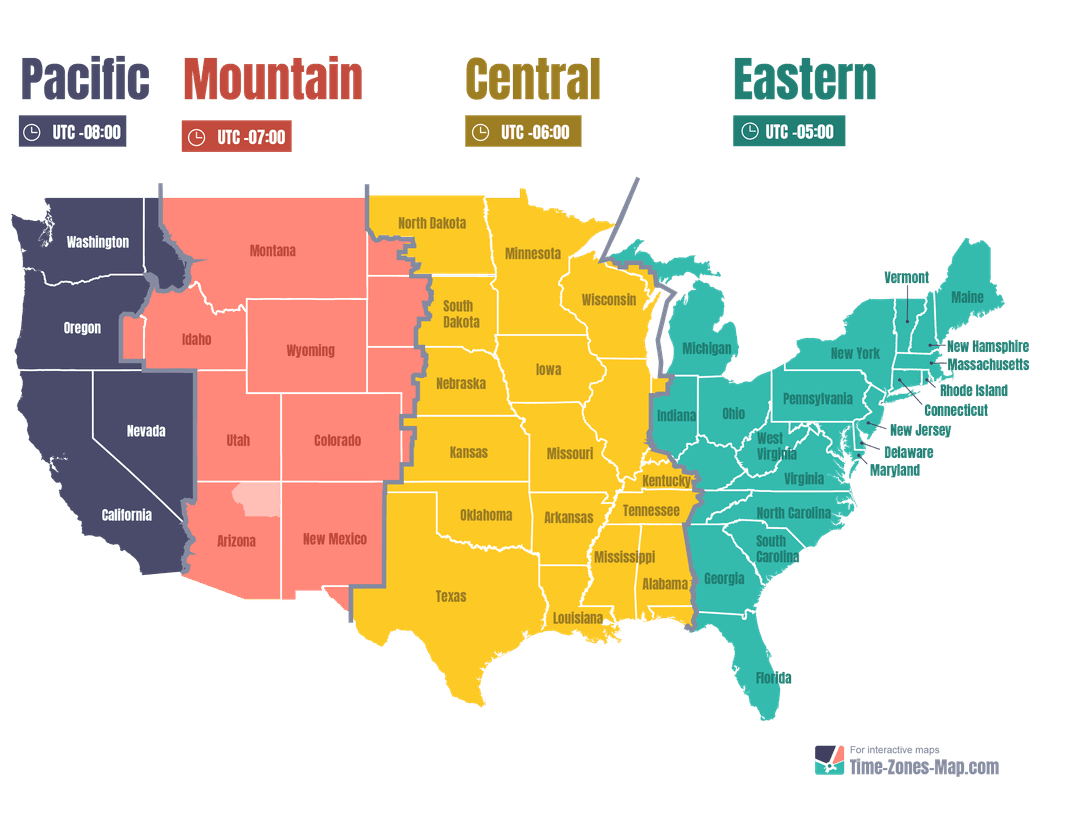 Caribbean Time Zones Map