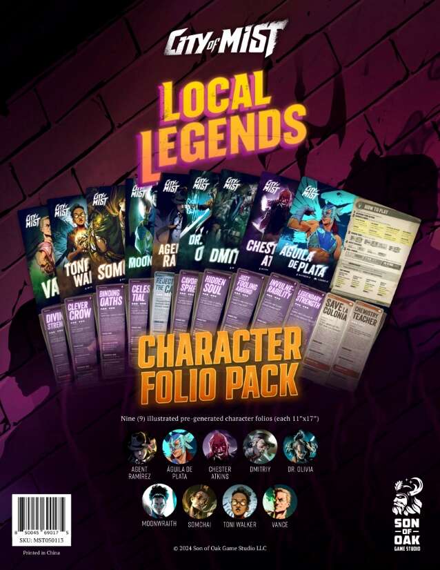 Character Folio Pack City Of Mist Tabletop Rpg Ttrpg