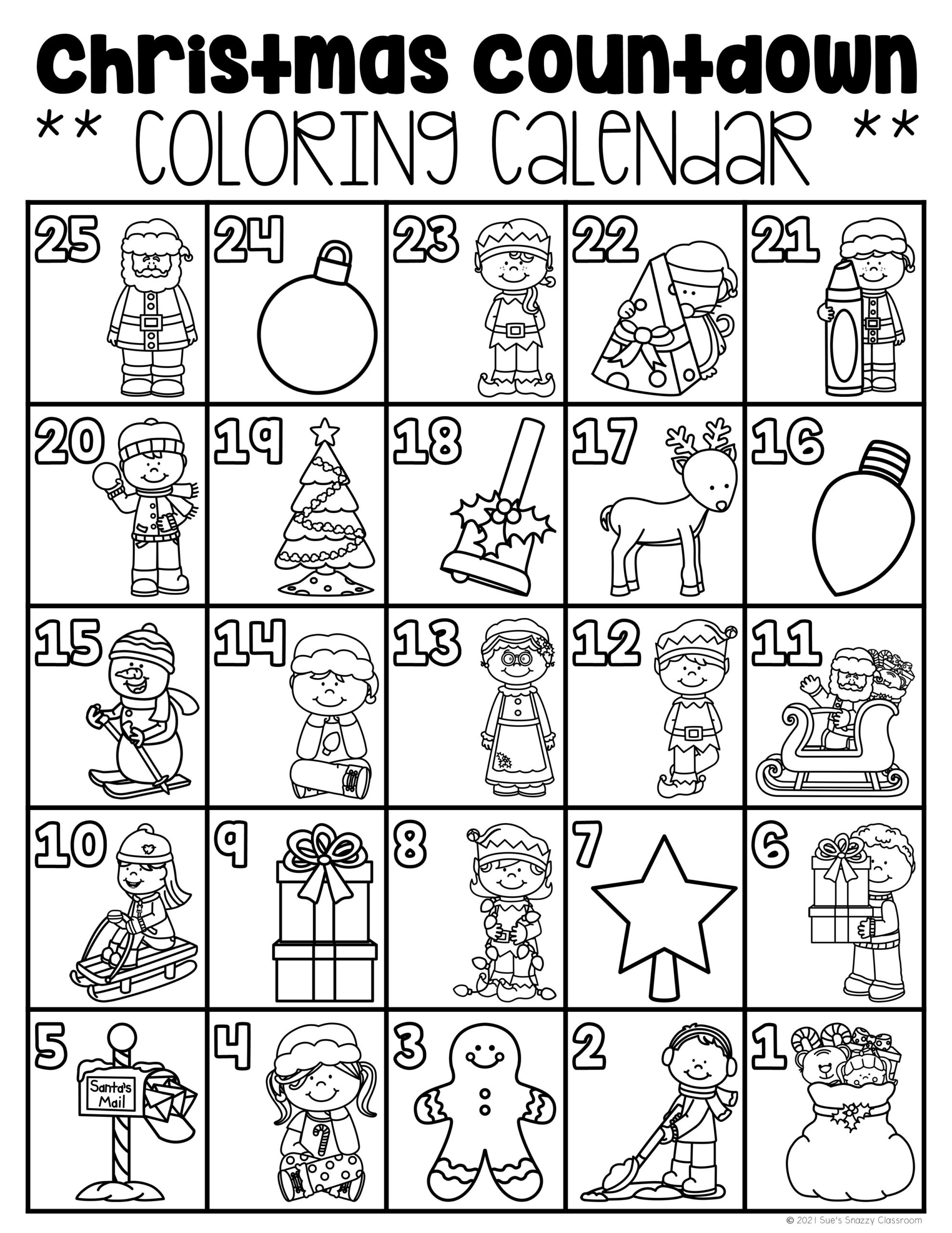 Christmas Countdown And Advent Calendars Coloring Activity Freebie