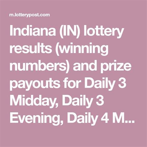 Daily 4 Evening Winning Numbers Indiana Chart Payout Lottery Ohio Pick