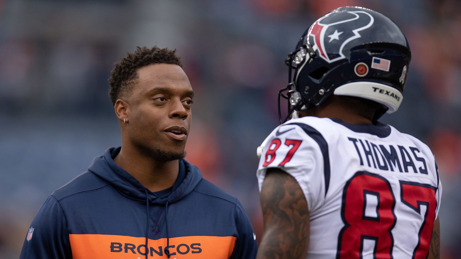 Denver Broncos Linebacker Brandon Marshall Celebrates A Sack With