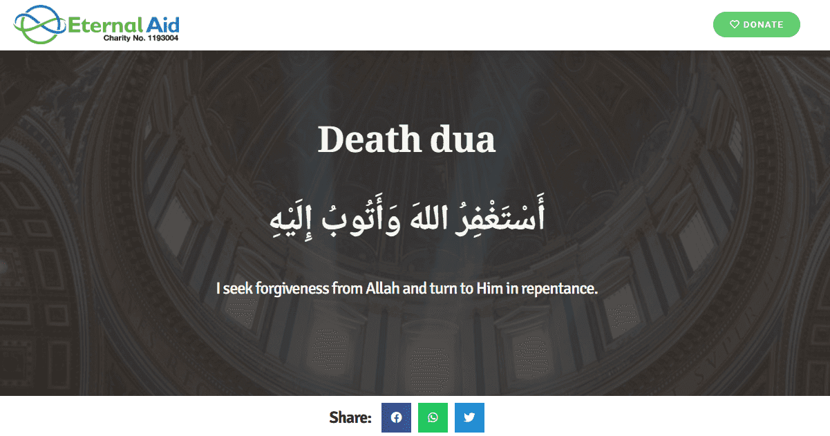 Dua For Death Eternal Aid Charity