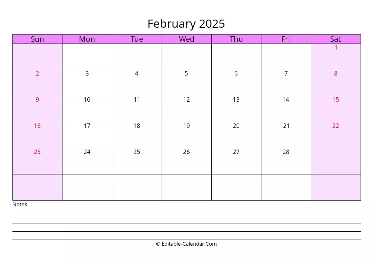 February 2025 Calendar Pdf Editable Pdf Stevie M Miller