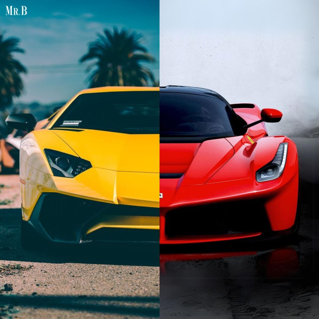 Ferrari Vs Lamborghini Battle Between A Horse And A Bull By Mr