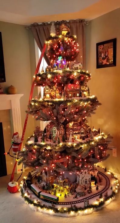 Ferris Wheel Christmas Tree With A Train A Ferris Wheel A Brightly