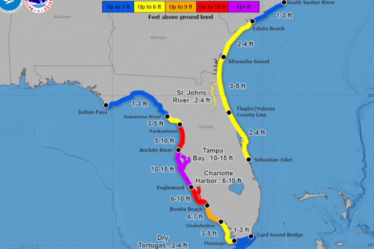 Florida Map Shows Areas Where Hurricane Milton Storm Surge Will Hit