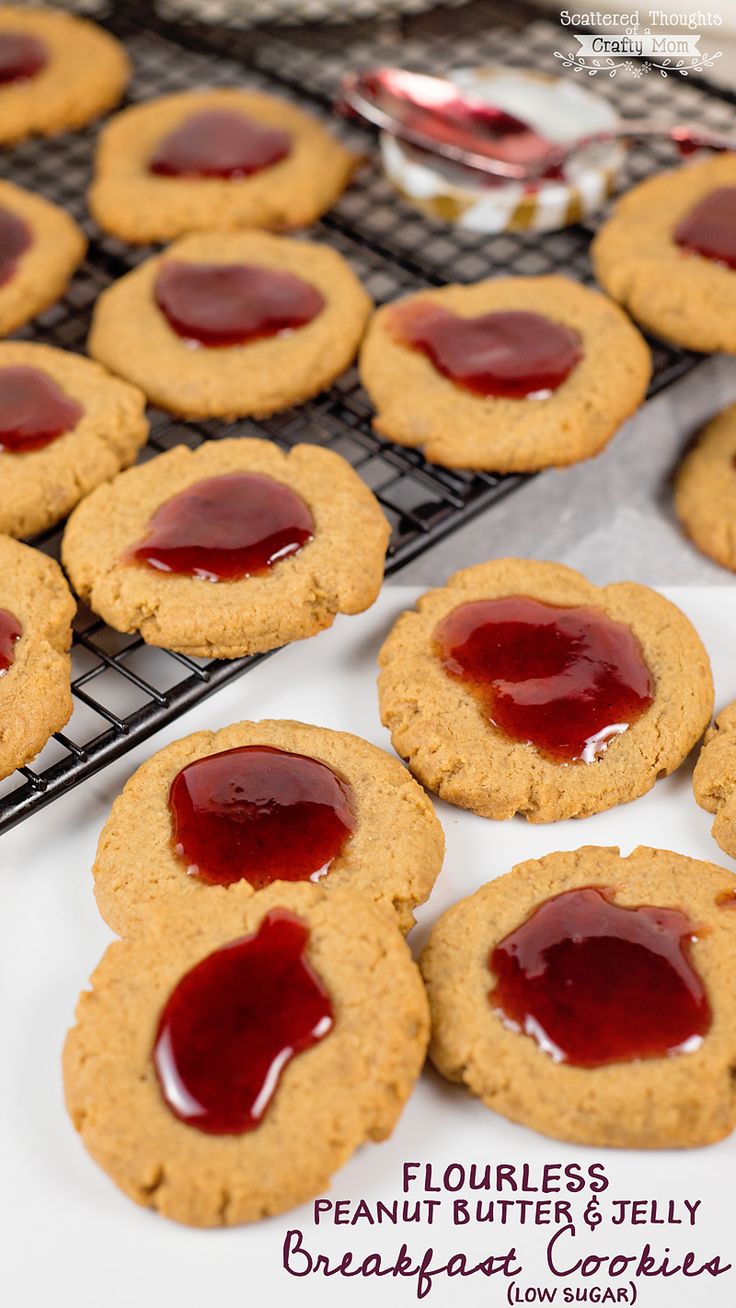 Flourless Peanut Butter And Jelly Cookies Low Sugar Jelly Cookies