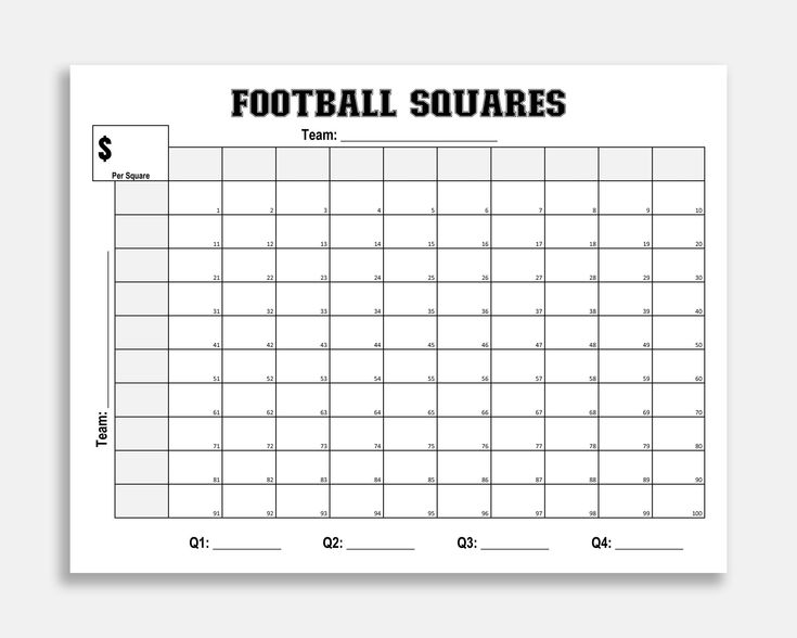 Football Squares Game Printable Football Fundraiser Football Betting