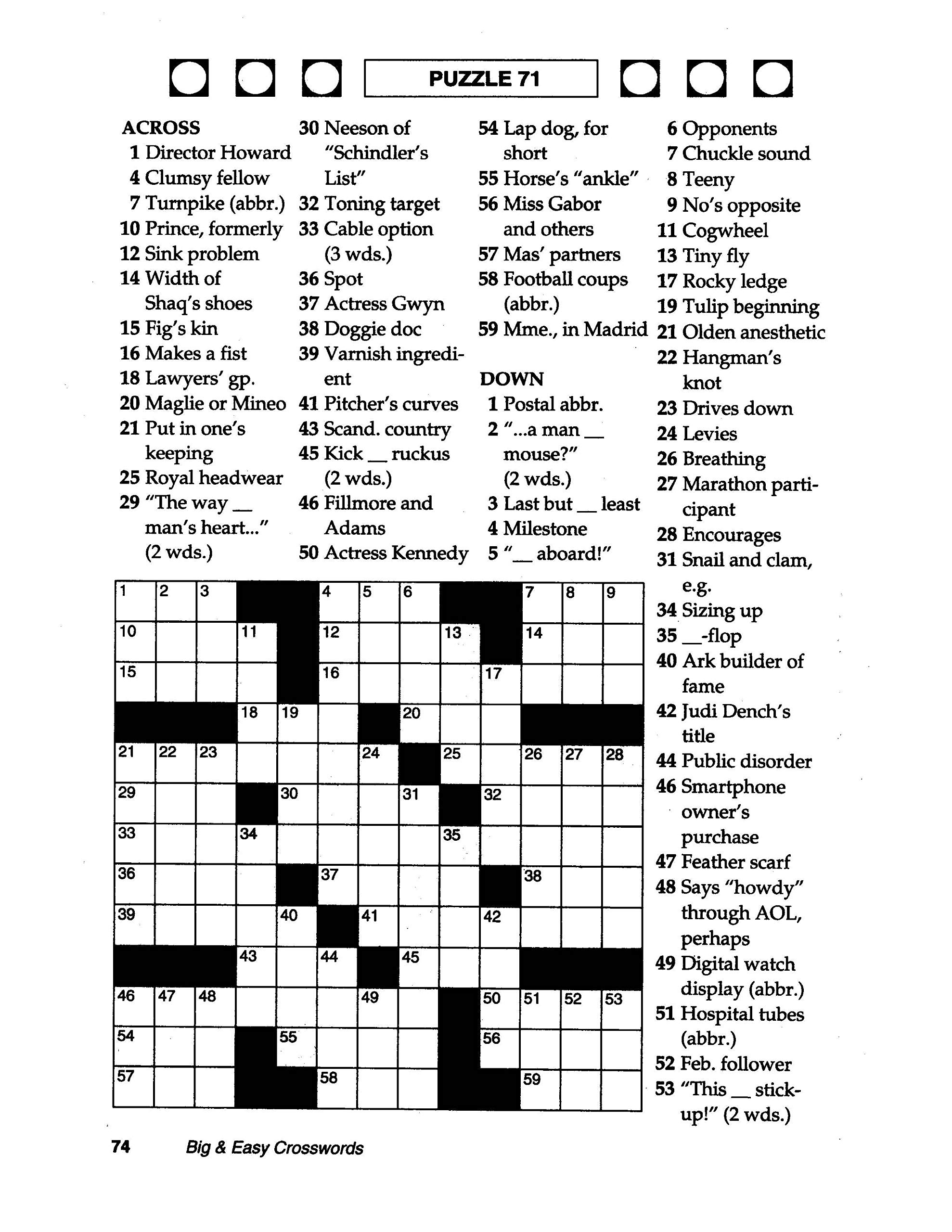 Free Crosswords For Seniors Large Print Puzzles Dailycaring