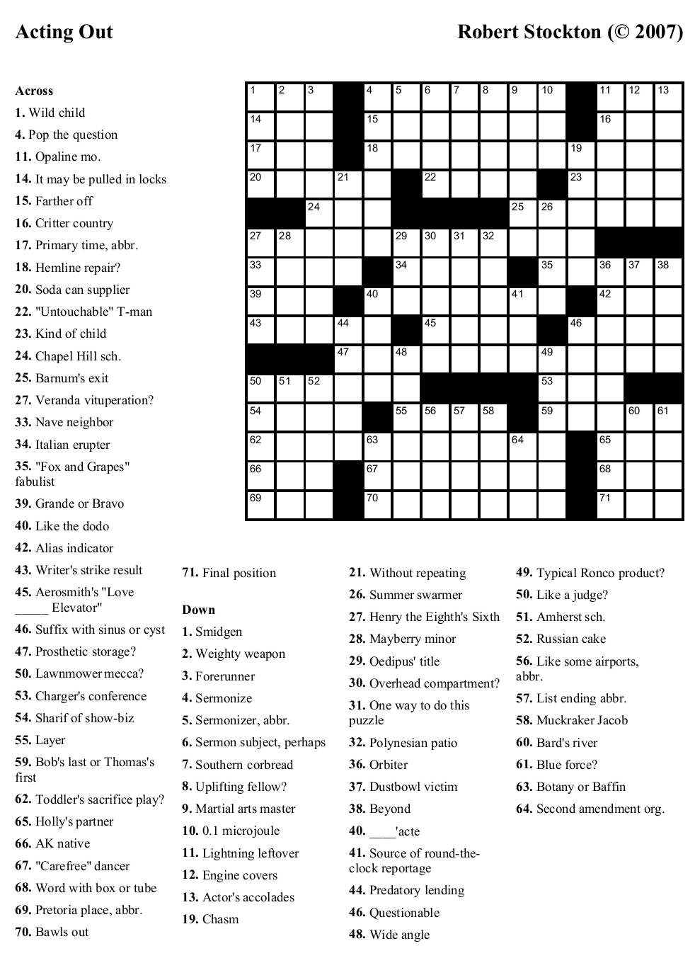 Free Printable Crossword Puzzles Medium Difficulty Free Printable