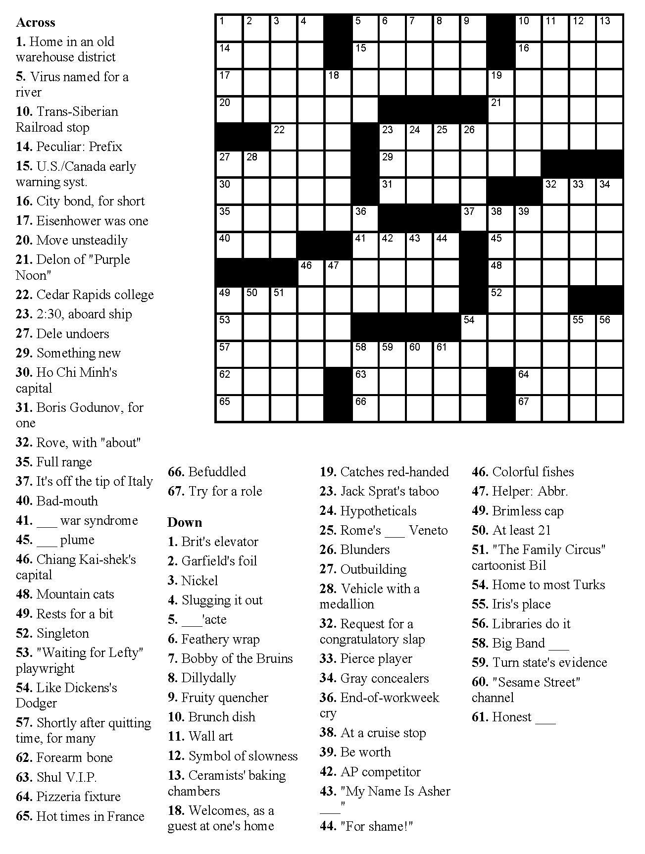 Free Printable Easy Crossword Puzzles Free Printable