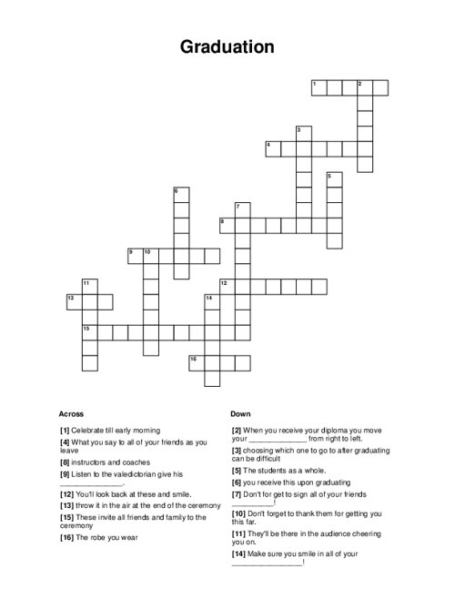 Free Printable Graduation Crossword Puzzle, 56% Off