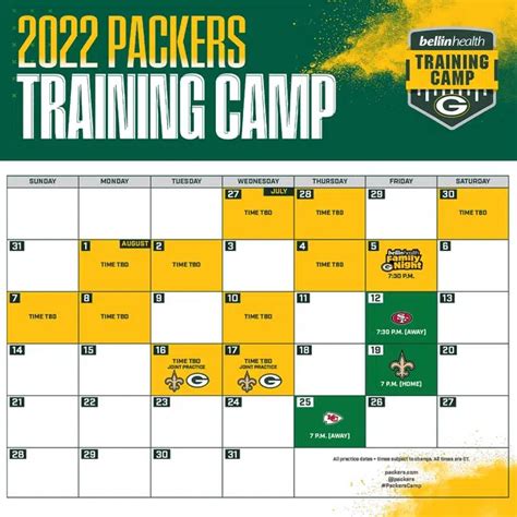 Green Bay Packers Training Camp Schedule Insights