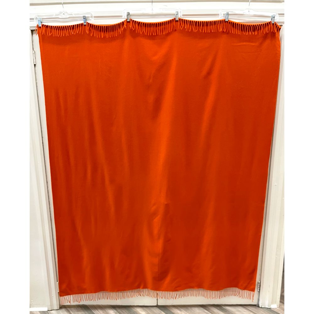 Hermes Orange Cashmere Throw With Fringes At 1Stdibs