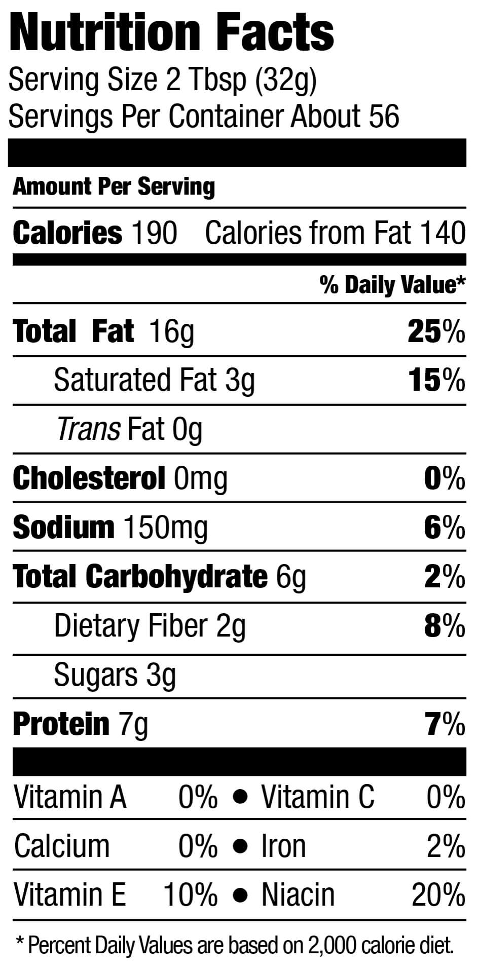 How Many Calories In All Natural Peanut Butter