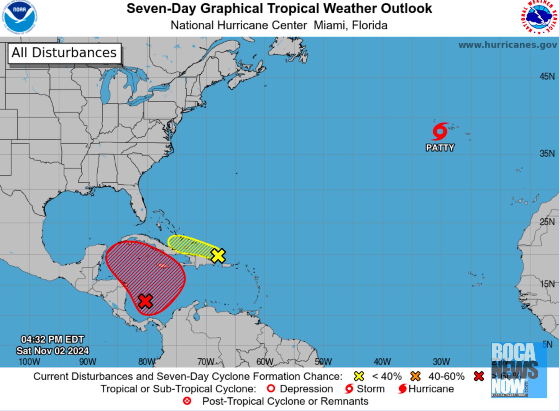 Hurricane Center Subtropical Storm Patty Forms As Trouble Brews South