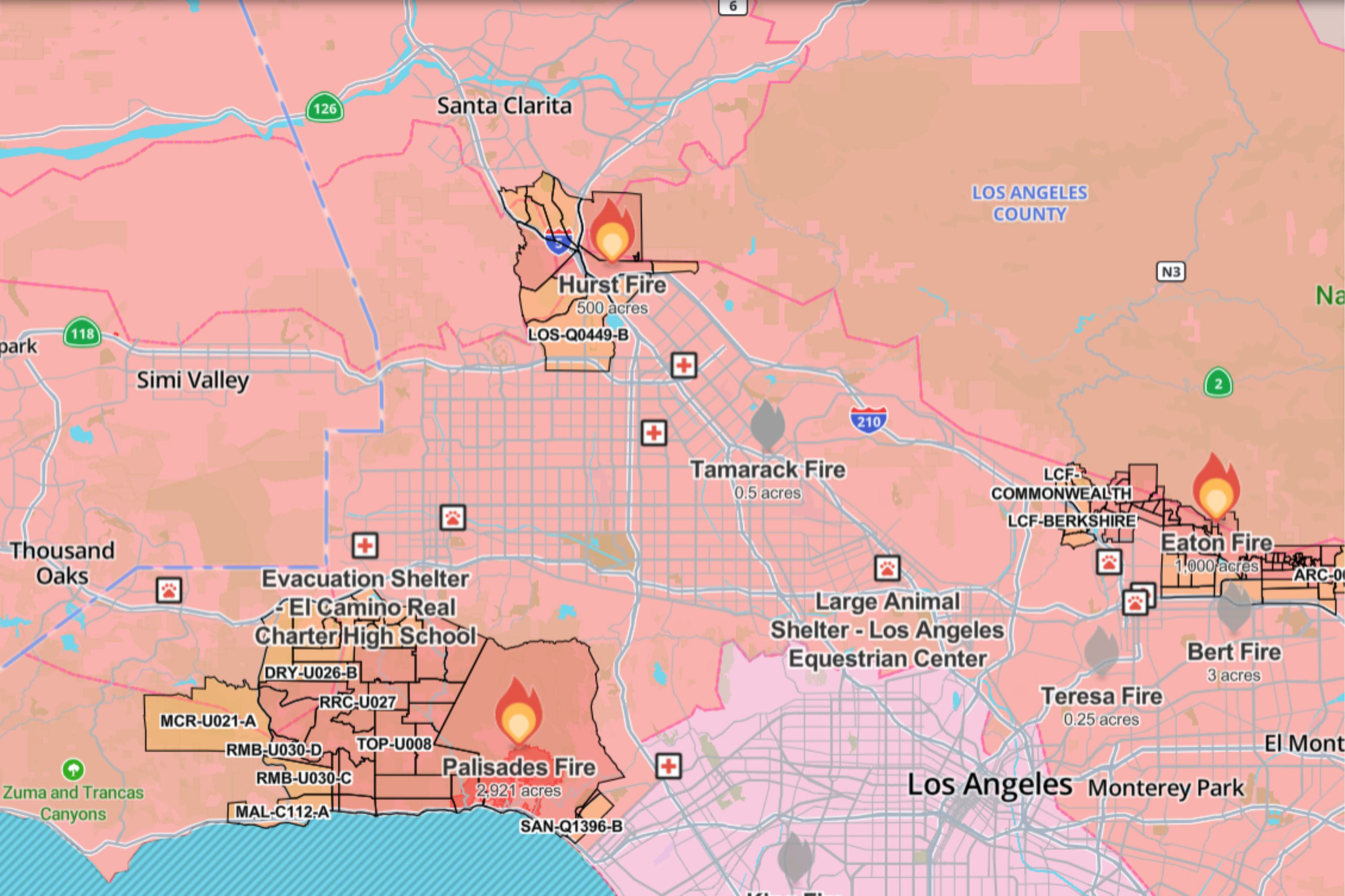 Hurst Fire Map Reveals Where New Blaze Is Burning In California Newsweek