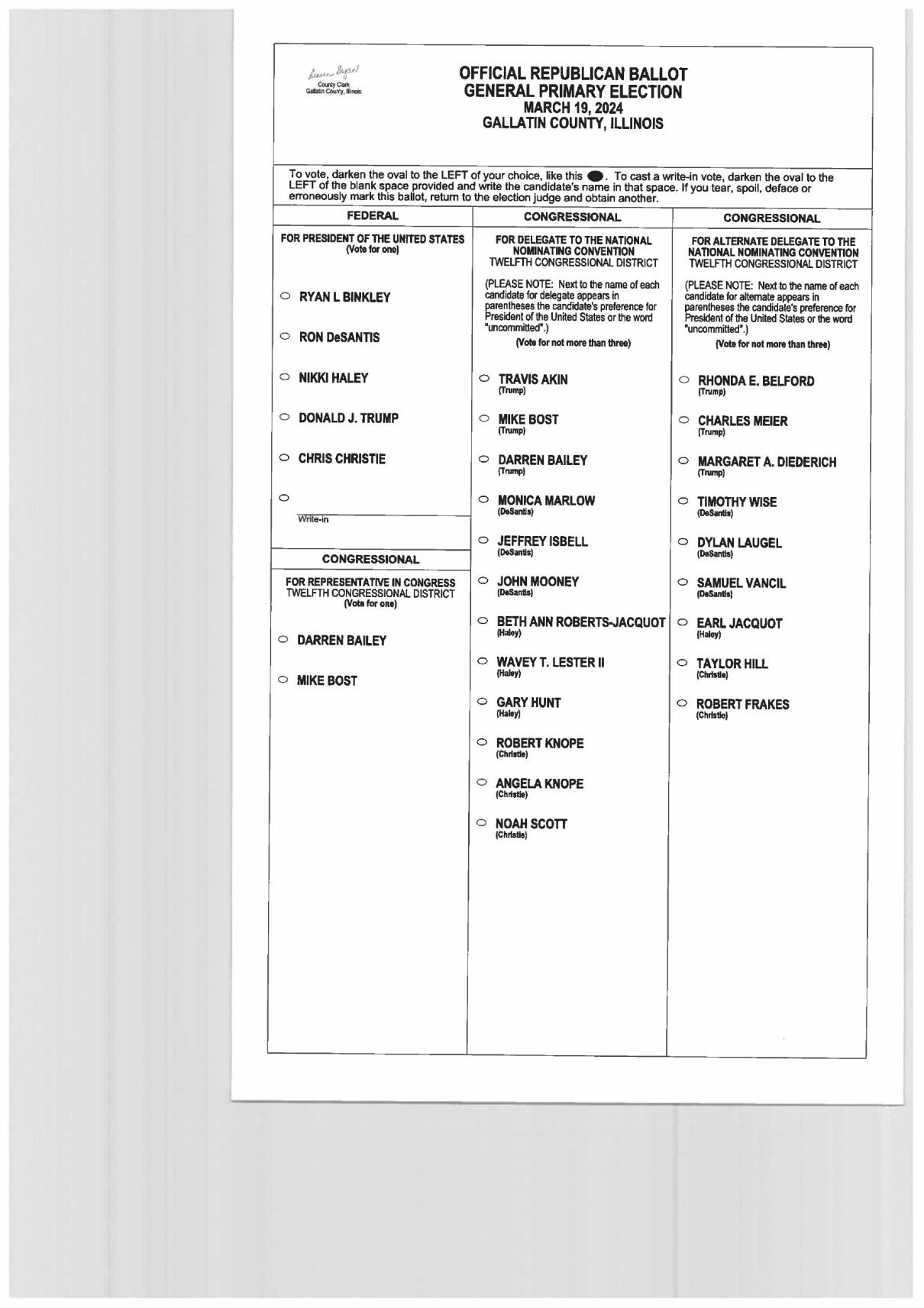 Illinois General Primary Election Sample Ballots March 19 2024