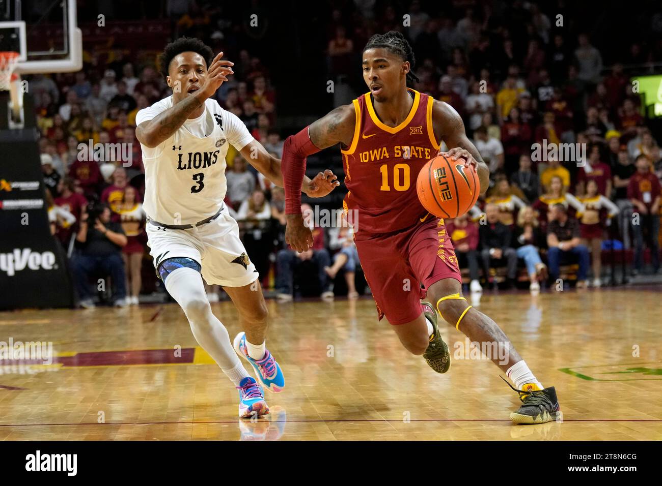 Iowa State Guard Keshon Gilbert 10 Drives Past Baylor Guard Ja Kobe