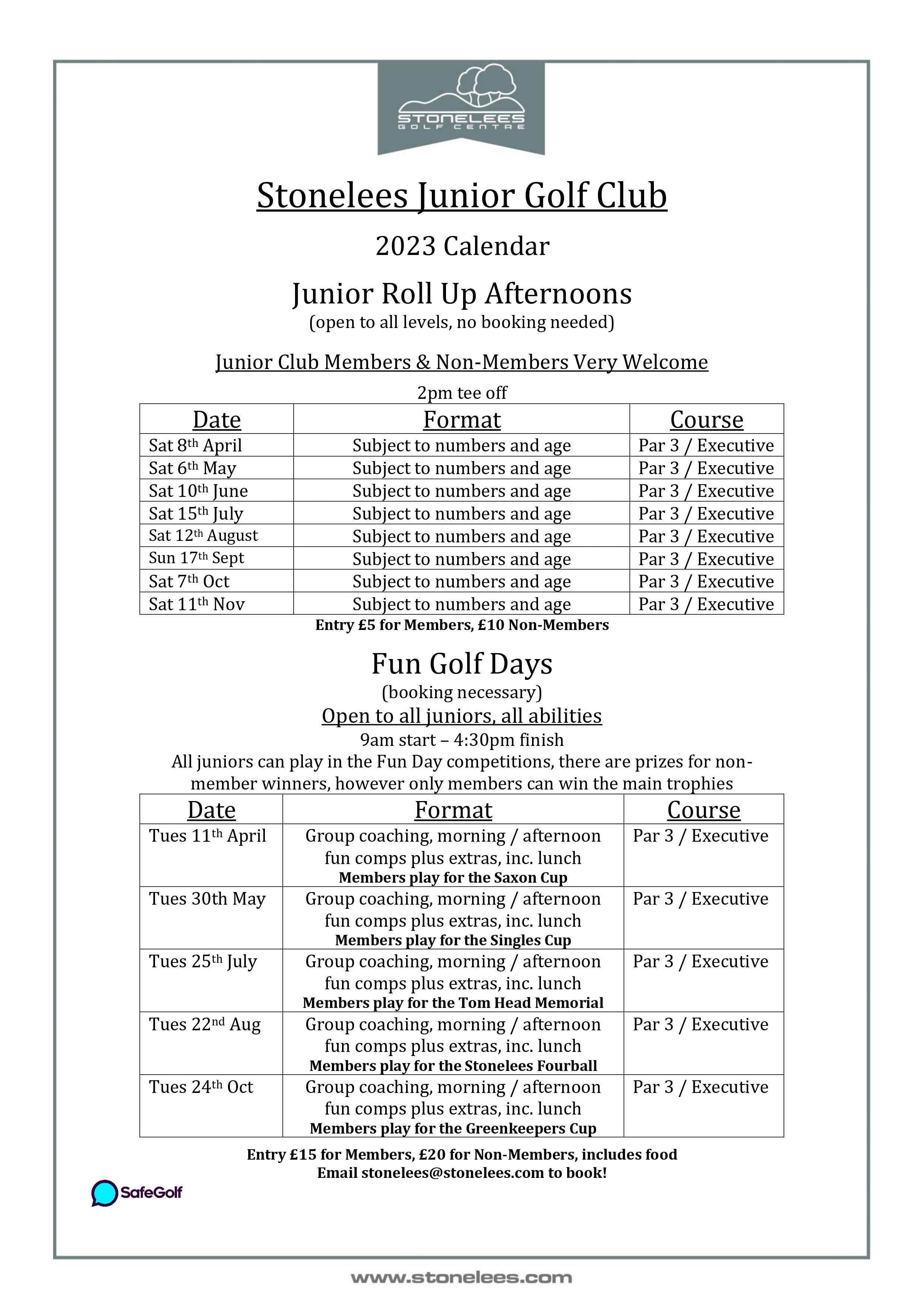 Junior Golfers Stonelees Golf Centre