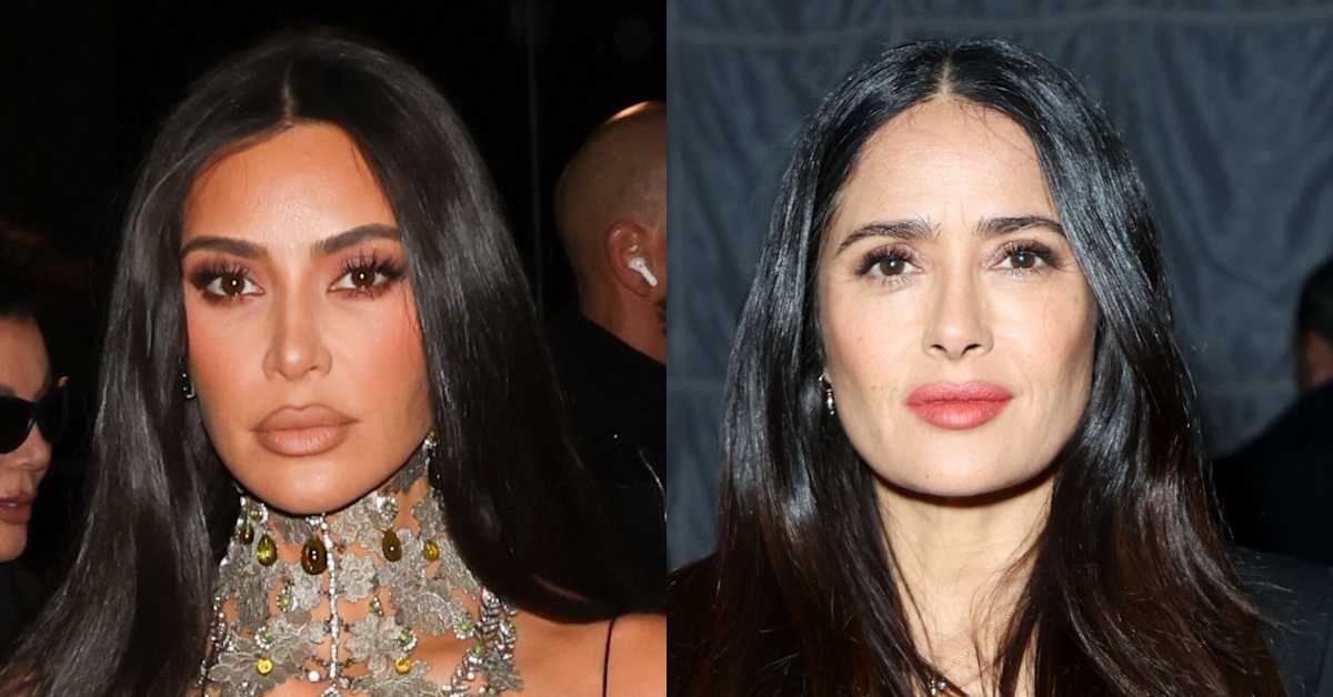 Kim Kardashian Teaches Salma Hayek How To Take An Expert Selfie In The