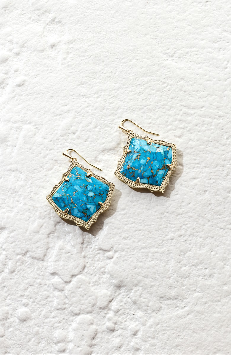 Kirsten Drop Earrings Bronze Veined Turquoise Kendra Scott