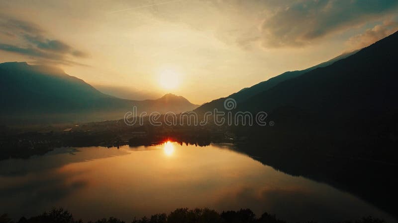 Lake Sunset View Magic Hour Golden Dusk Sky Aerial View Levi