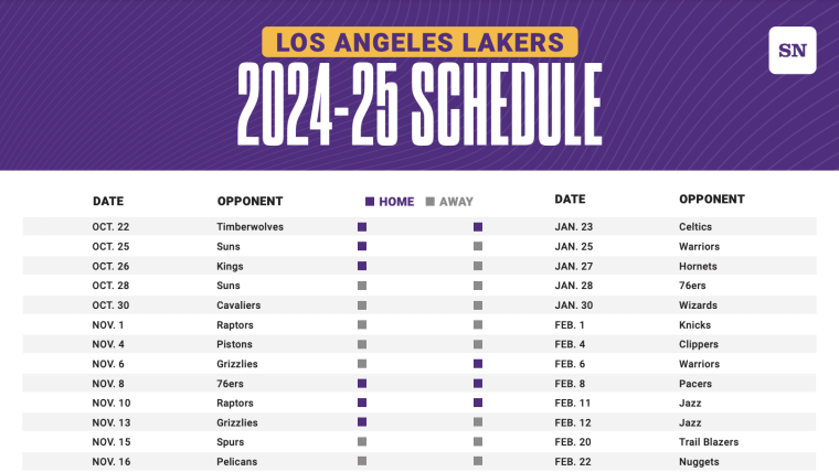 Lakers Printable Schedule 2024 25 Dates Times And Tickets For Every