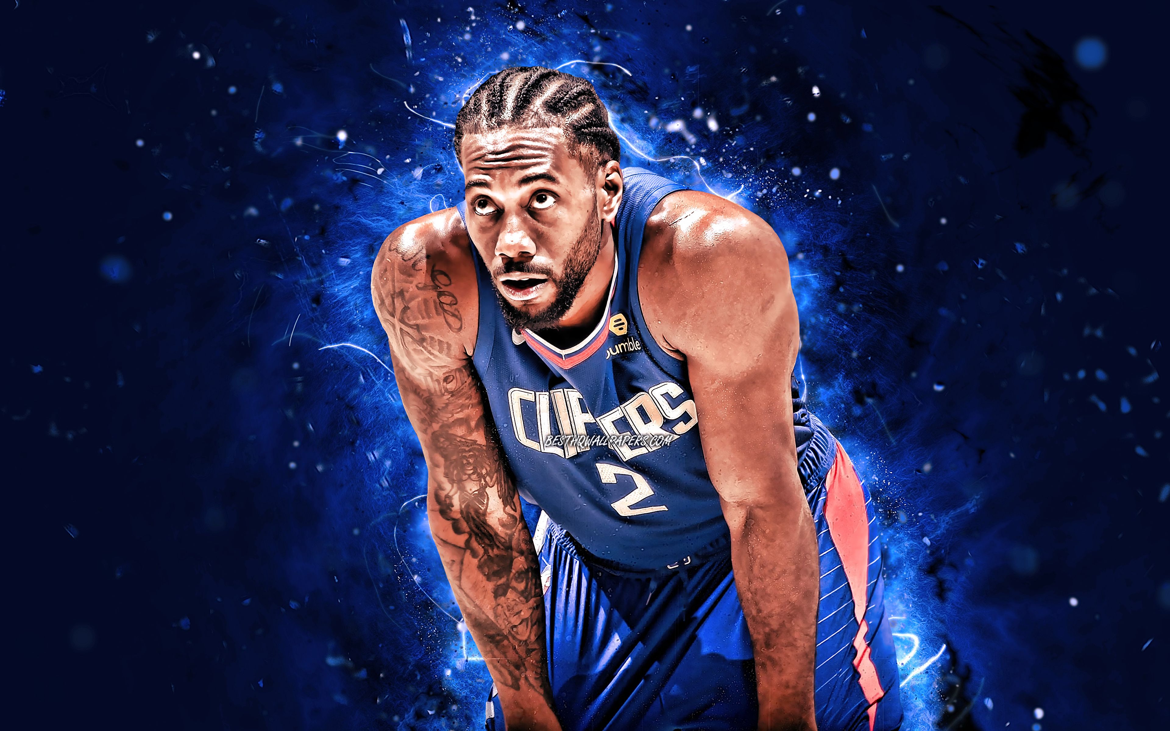 Los Angeles Clippers Forward Kawhi Leonard Center Drives Past New