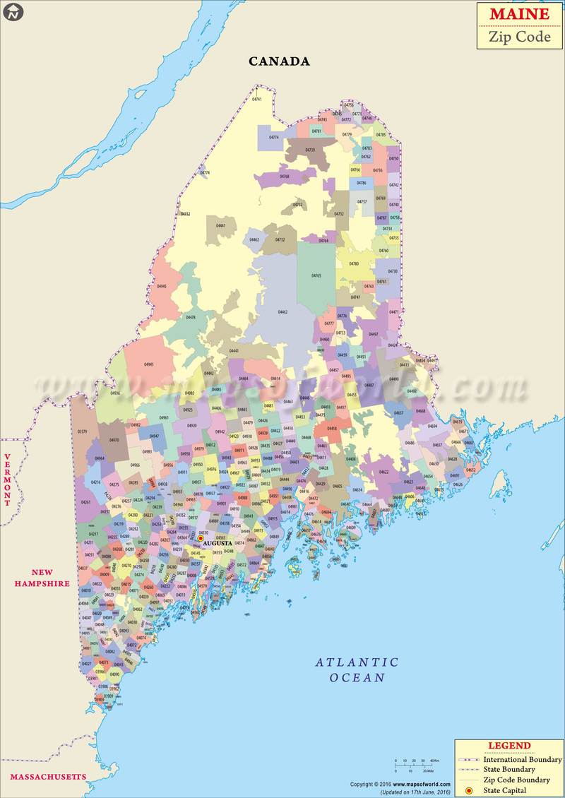 Maine Zip Codes List Of Postal Codes For The State Of Maine Usa