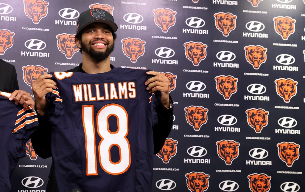 Men S Chicago Bears 18 Caleb Williams Orange 2024 Draft F U S E Vapor