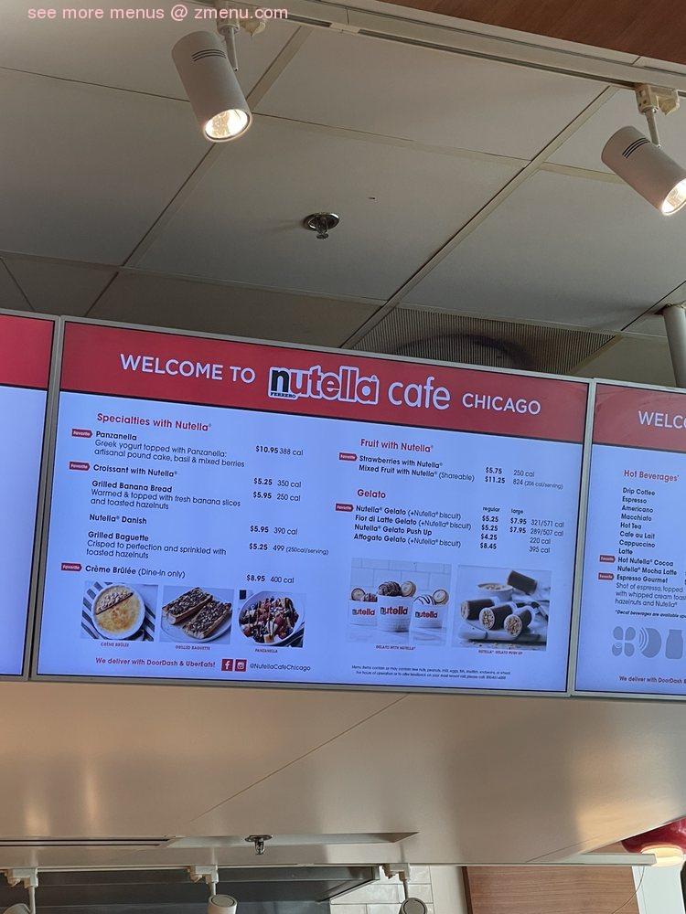 Menu At Nutella Cafe Chicago Chicago