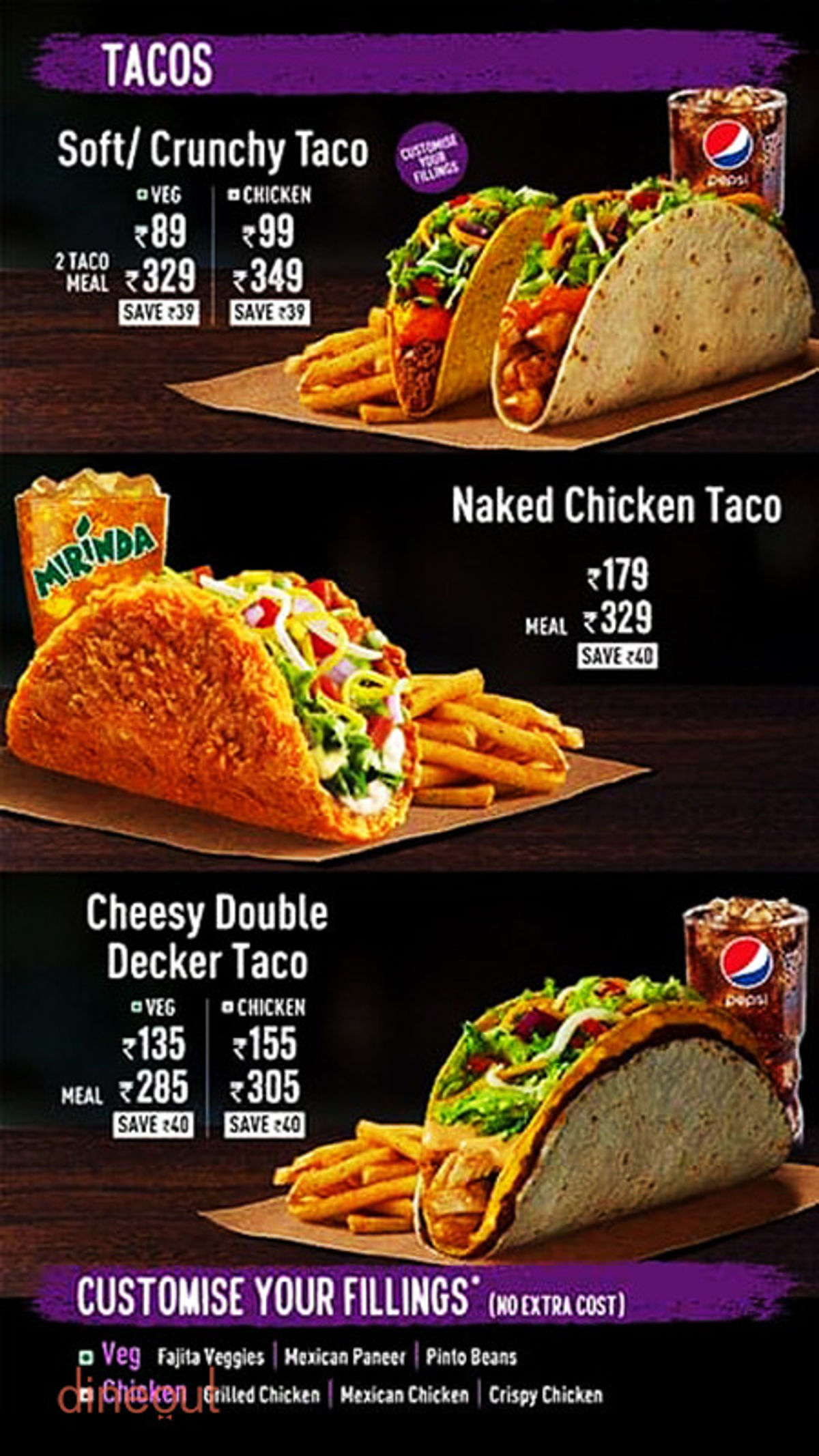 Menu Of Taco Bell Anna Nagar Chennai Dineout