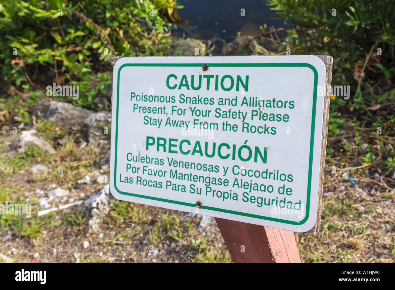 Miami Florida Wyndham Miami Airport Hotel Canal Shore Sign Warning